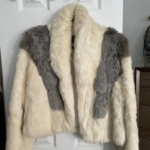 Reformation Vintage Fur Jacket White / Grey XS/S